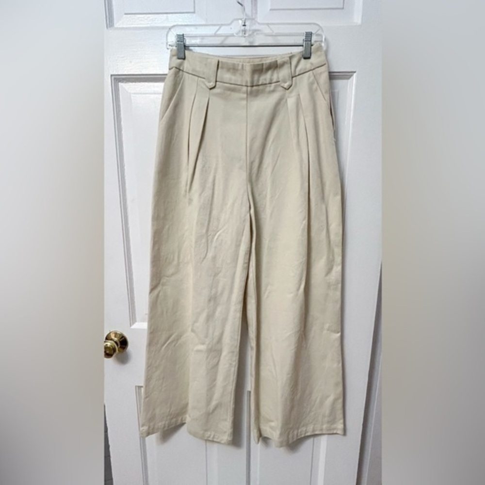 100% Cotton Women’s High Rise Pleated Wide Leg Khaki Pants Size M